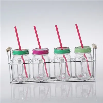 Glass Mason Jar Lids With Metal Rack