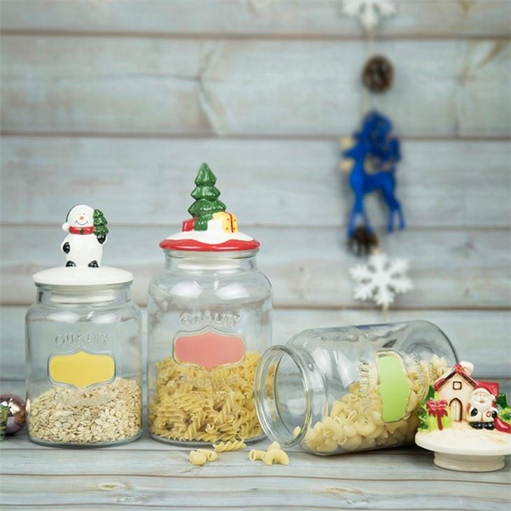 Food Storage Jar Christmas Ceramic Lid