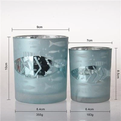 Engraved Ocean Glass Candle Holder
