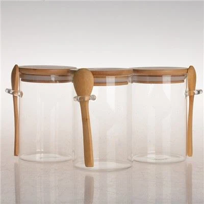 Glass Containers with Bamboo Airtight Lid