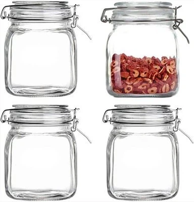 Glass Storage Jar With Metal Clip