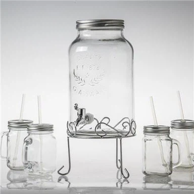 Transparent glass beverage dispenser