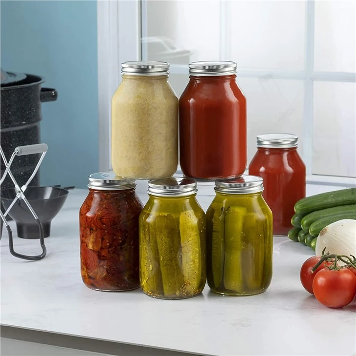 32 Ounce Glass Jars With Silver Metal Airtight Lids