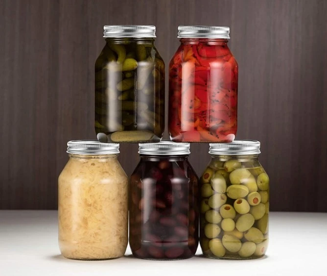 32 Ounce Glass Jars With Silver Metal Airtight Lids