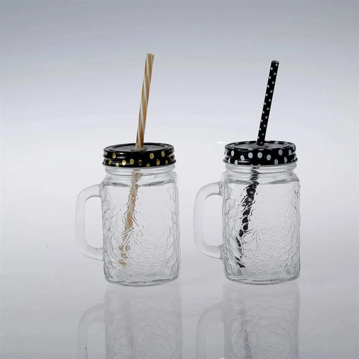 Coffee Mason Jar With straw