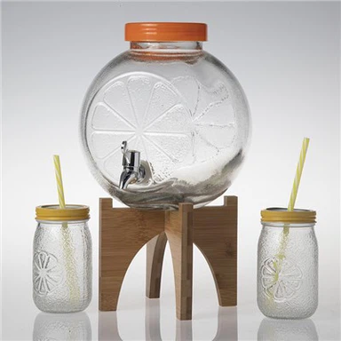 Glass Drink Dispenser With Stand