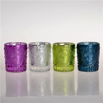 Colorful Votive Glass Candle Holder Jar