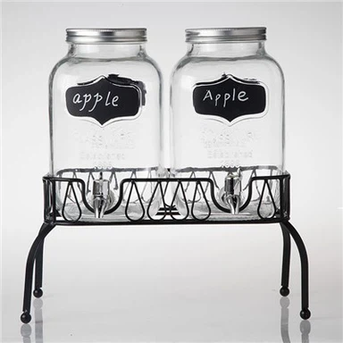 Double Water Drink Juice Dispenser Glass