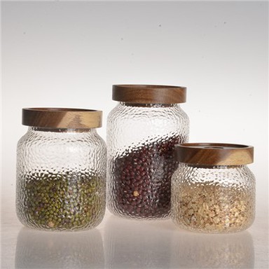 Glass Storage Jar Airtight Wooden Lid