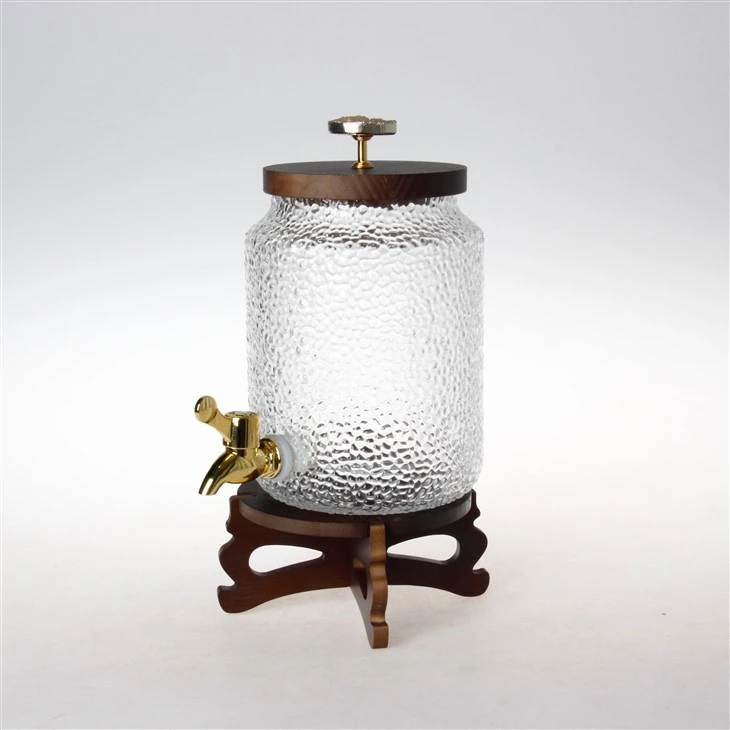 2.5L Hammered Glass Beverage Dispenser With Wooden Stand best