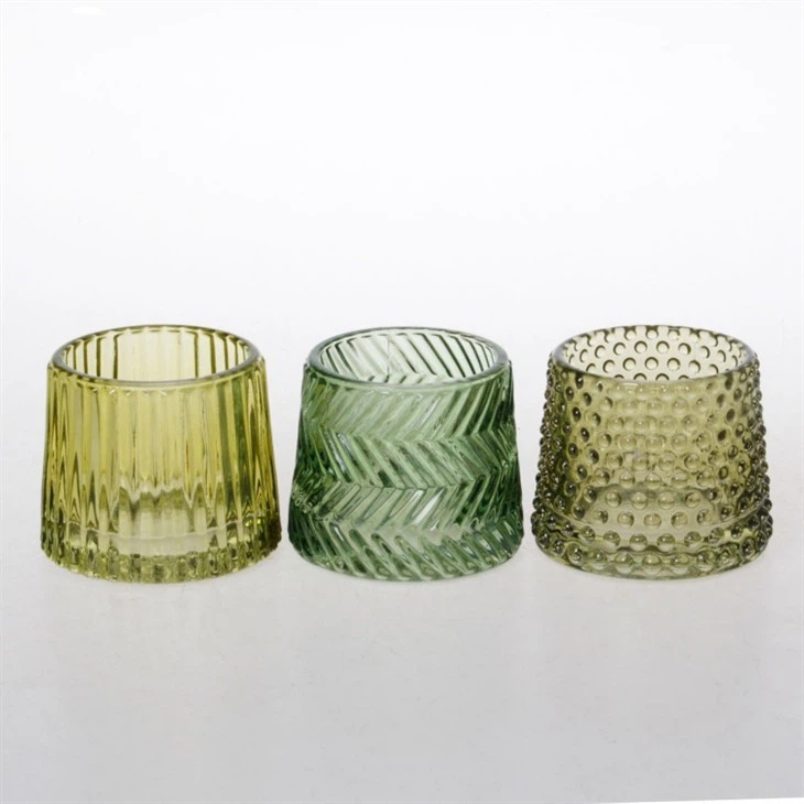 Yellow Medium Glass Candle Holders