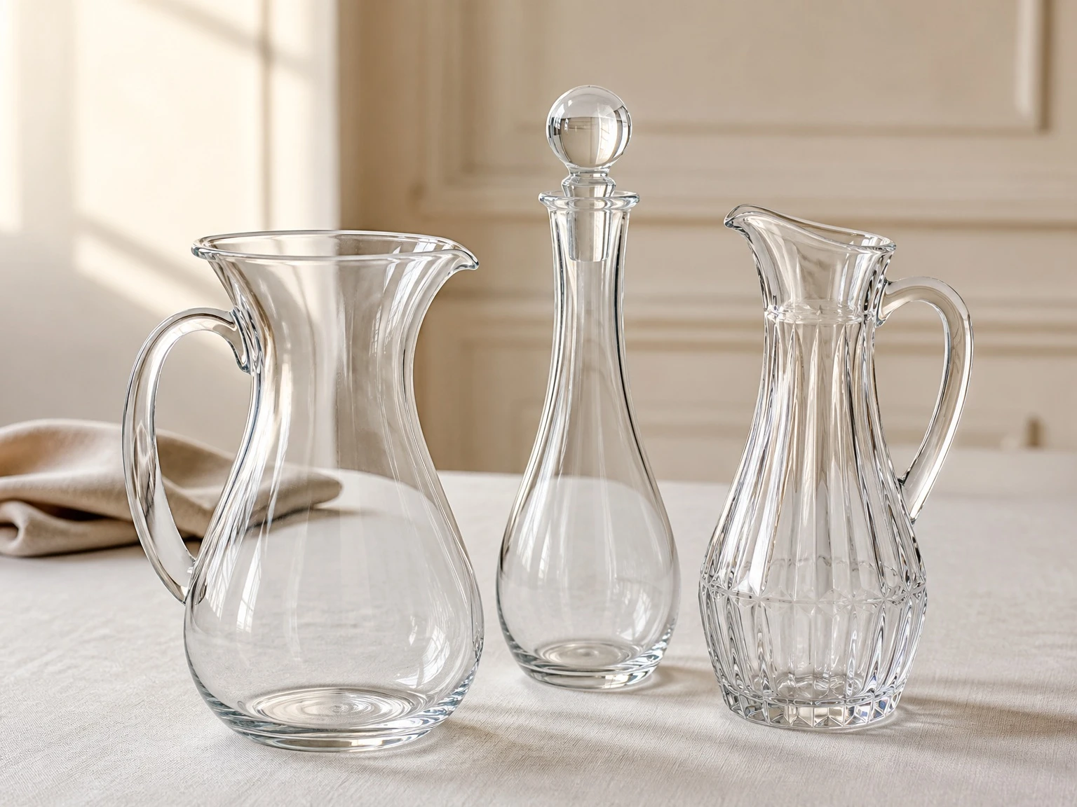 Custom glass pitchers and carafes for water, juice, and wine service Custom glass pitchers and carafes for water, juice, and wine service