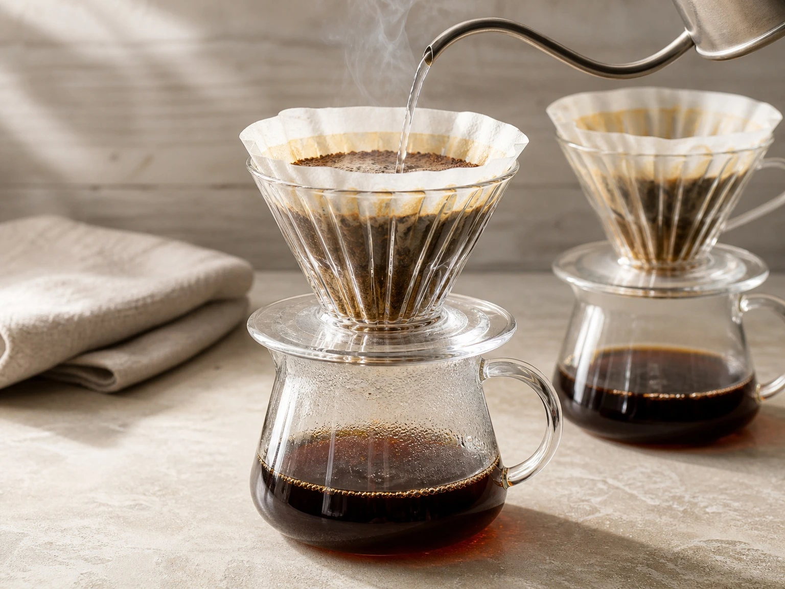 Custom glass pour-over coffee drippers and servers Custom glass pour-over coffee drippers and servers