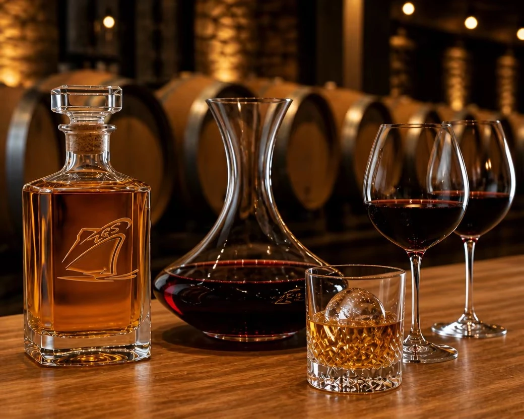 Glass barware for distilleries and wineries Glass barware for distilleries and wineries