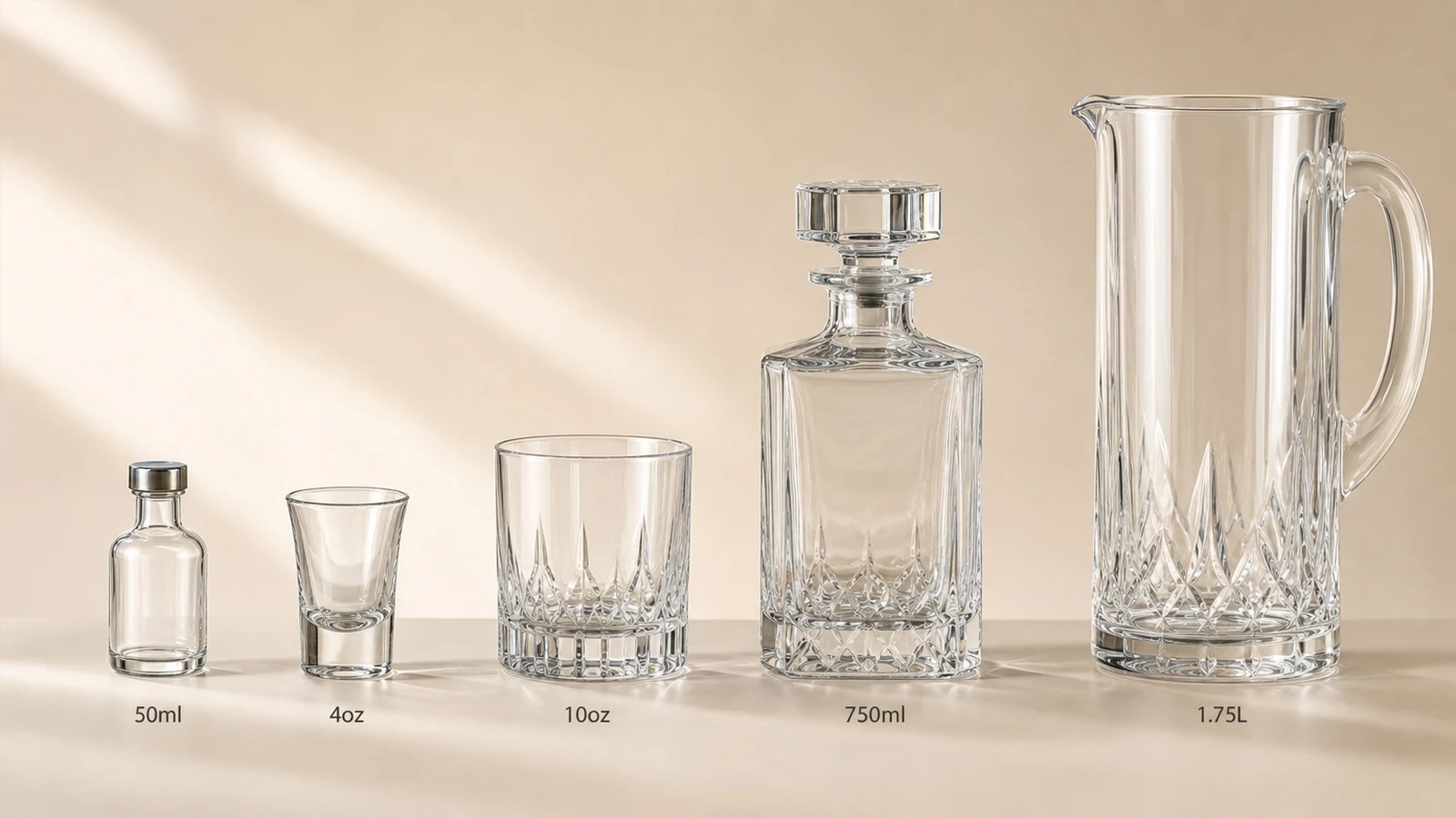 Custom glass barware capacity options Custom glass barware capacity options