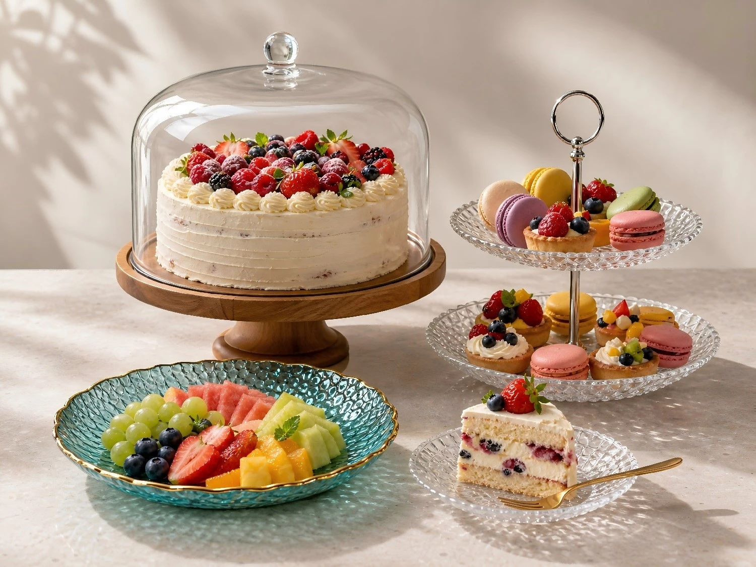 Glass dinner plates, charger plates, and serving trays with rimmed edges and gold rim finishes Glass dinner plates, charger plates, and serving trays with rimmed edges and gold rim finishes