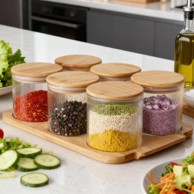 750ml Round Glass Canisters Set