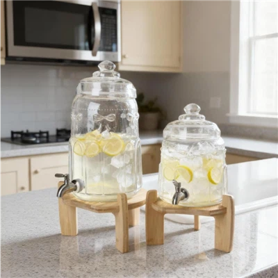 Bow-Tex Ribbon Embossed Glass Beverage Towers