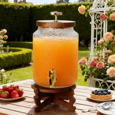 Straight-Sided Hammered Glass Carafe