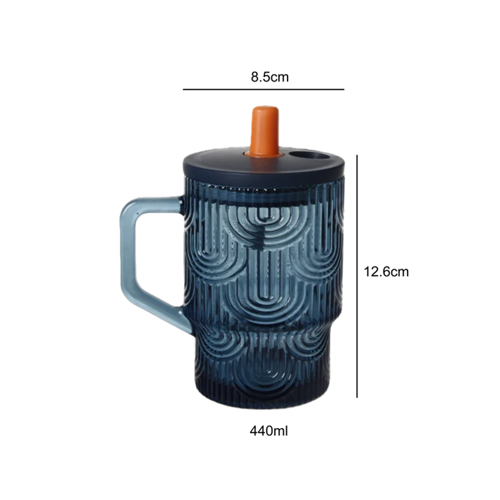 U-Groove Textured Glass Tumbler With Straw Lid suppliers